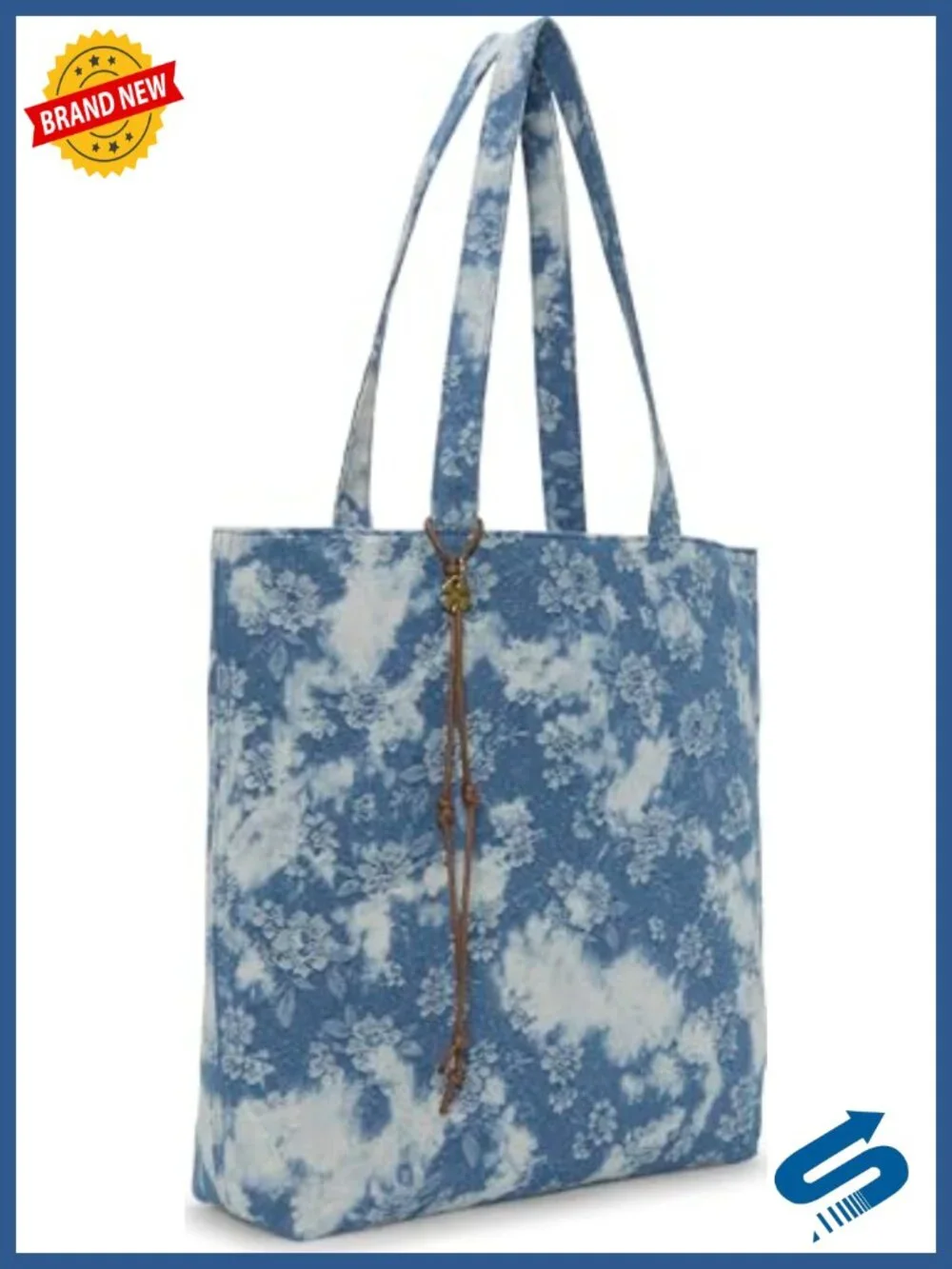 Large Cotton Tote Bag with Magnetic Closure - Shoulder Strap